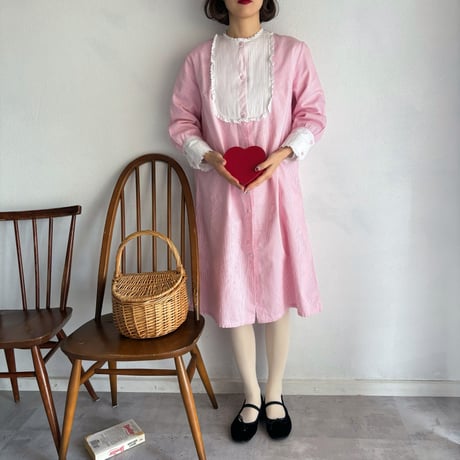 Vintage waitress pink stripe one-piece