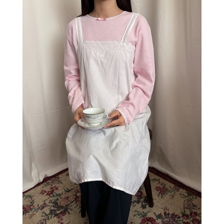 Vintage baby pink ribbon thermal tops