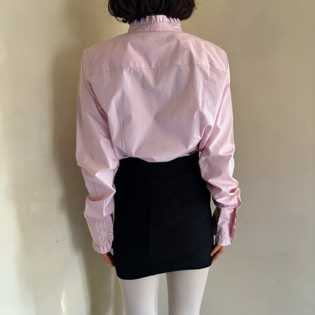 Vintage pink frill stripe blouse