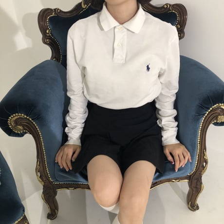 Used polo shirt white<long sleeve>