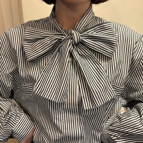 Vintage stripe bowtie blouse
