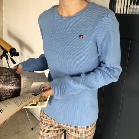 Used polo french blue rib knit