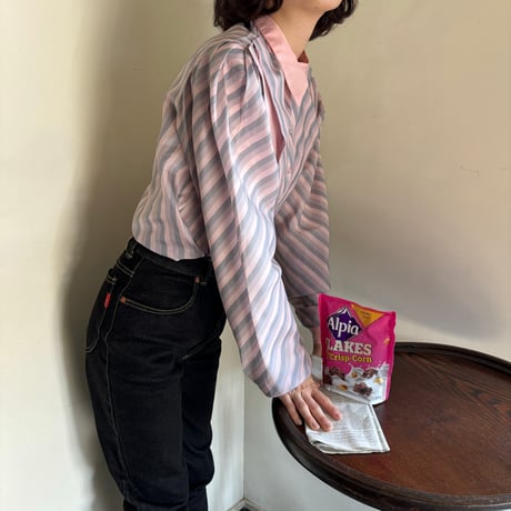 Vintage lovely pink stripe fill blouse