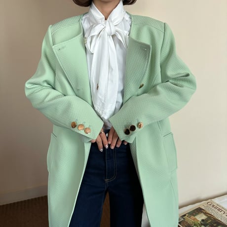 Vintage mint collarless spring coat