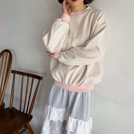 Vintage baby pink stripe sweat