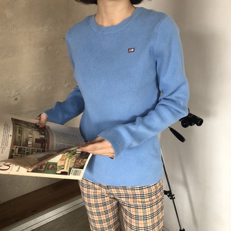 Used polo french blue rib knit