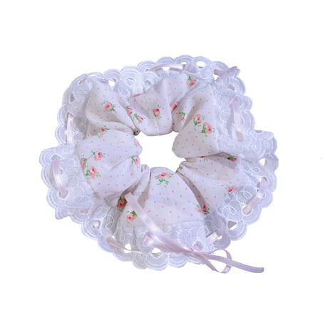 Vintage chou chou<floral pattern ribbon frill>