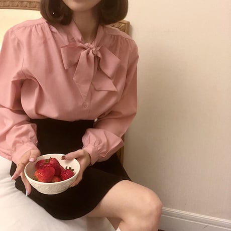 Milk pink bowtie blouse