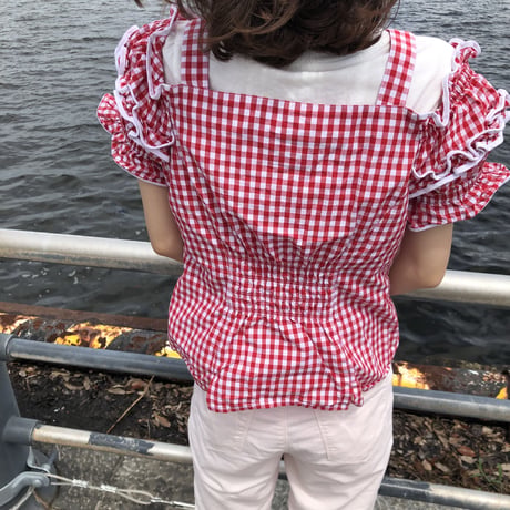 Lovely heart gingham check blouse