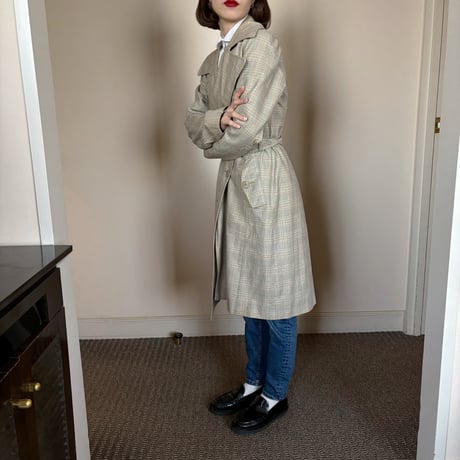 Vintage glen check trench coat