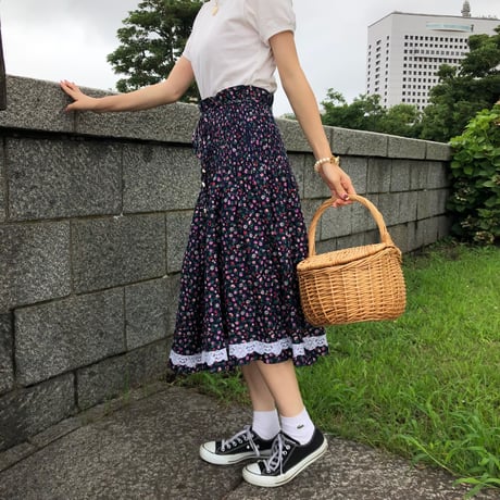 Floral cotton lace skirt