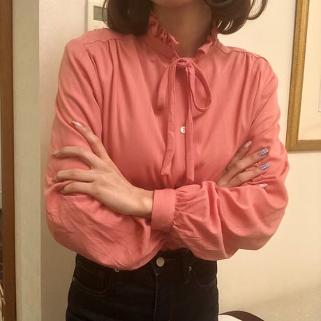 Orange pink stripe  blouse
