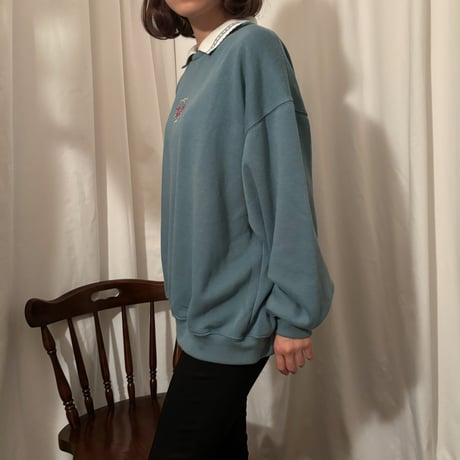 Vintage milk green knit collar sweat