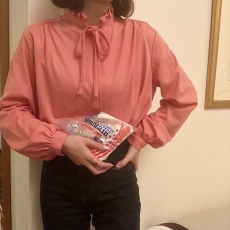 Orange pink stripe  blouse