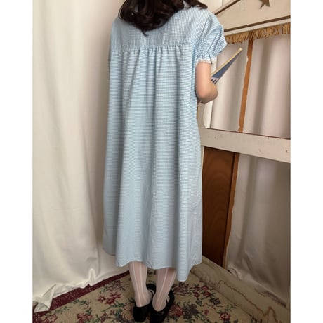 Vintage baby blue gingham check one-piece