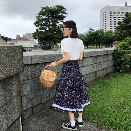 Floral cotton lace skirt