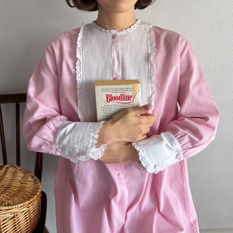 Vintage waitress pink stripe one-piece