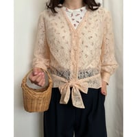 Vintage floral lace ribbon cardigan