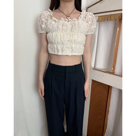 Vintage mini floral lace tops