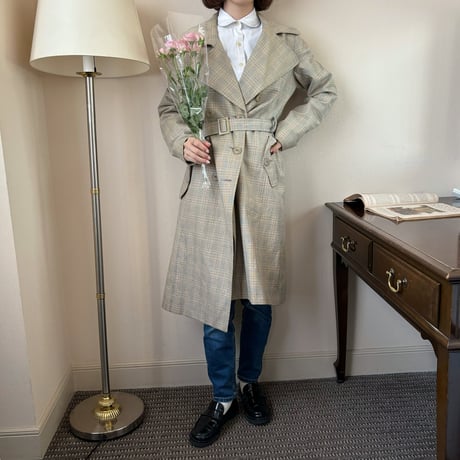 Vintage glen check trench coat