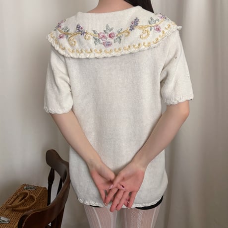 Vintage floral embroidery cardigan