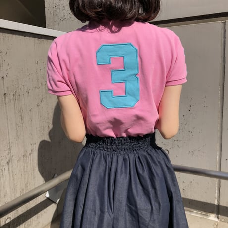 【Used polo shirt】『3』vivid pink
