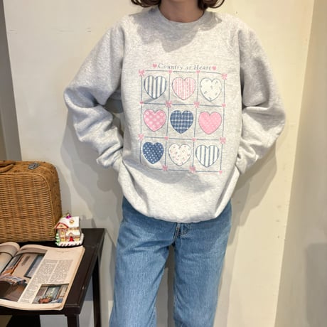 Vintage girly heart design print sweat