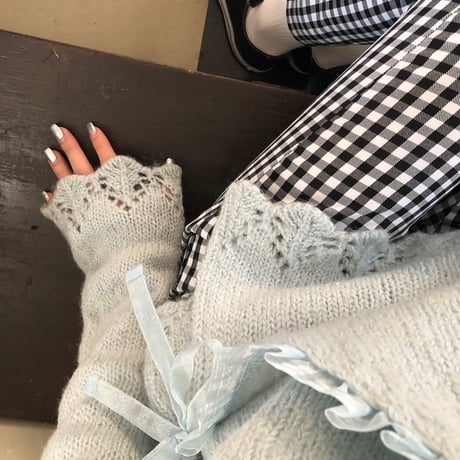Vintage baby blue ribbon frill cardigan