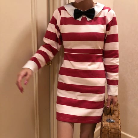 Classical girl stripe one-piece