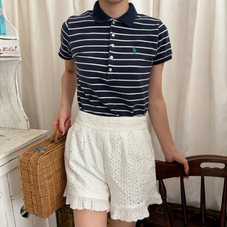 Used Polo shirt【navy×stripe】