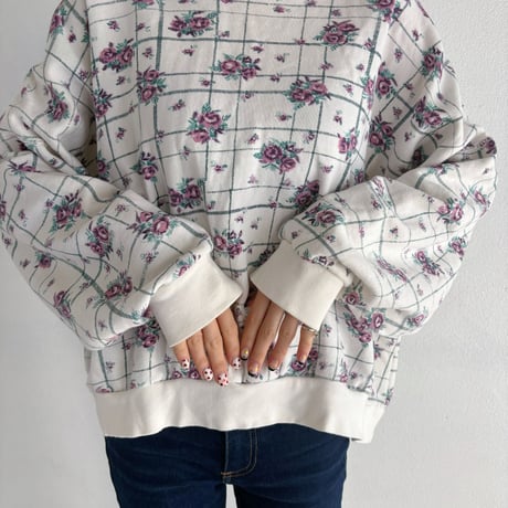 Vintage rose check pattern sweat