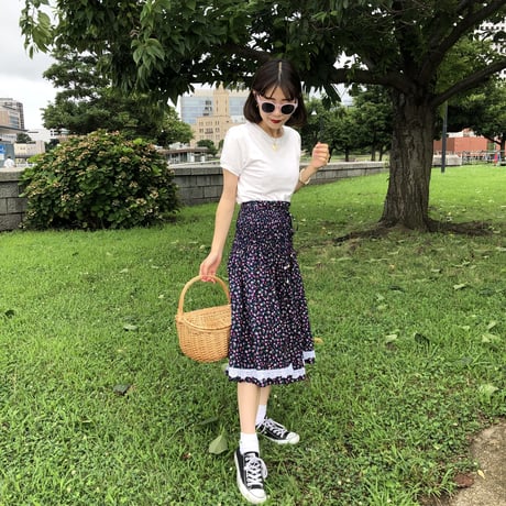 Floral cotton lace skirt
