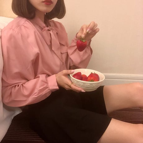 Milk pink bowtie blouse