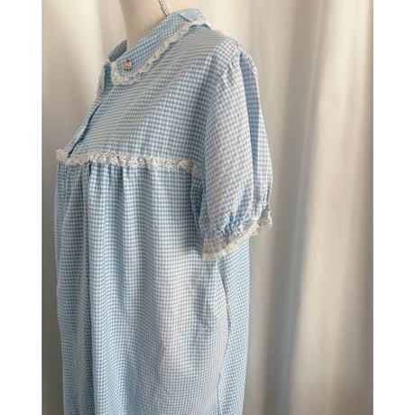 Vintage baby blue gingham check one-piece