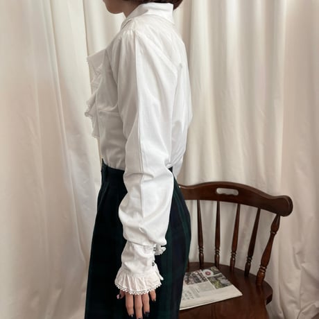 Vintage girly frill white blouse