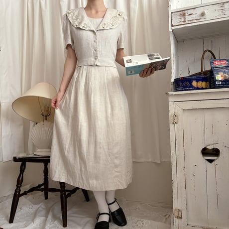 Vintage rose linen one-piece