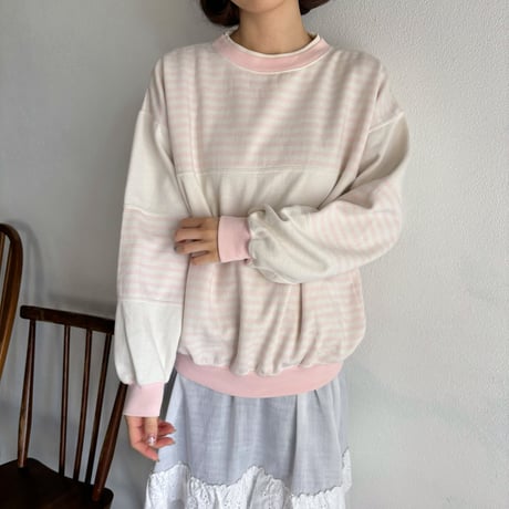 Vintage baby pink stripe sweat