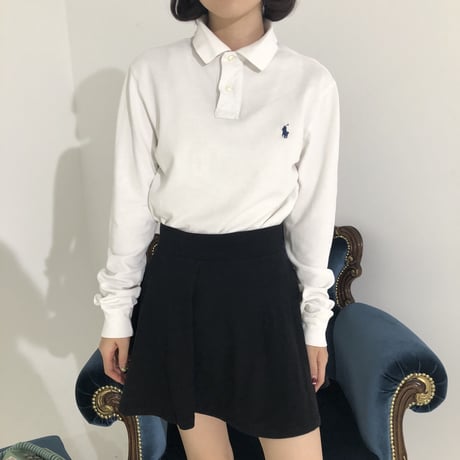 Used polo shirt white<long sleeve>