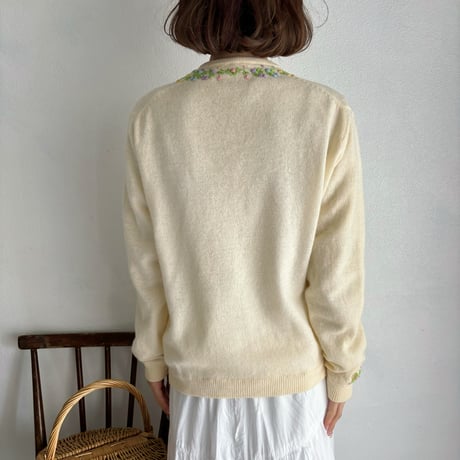 Vintage floral embroidery cardigan