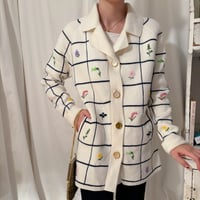 Vintage floral embroidery knit jacket