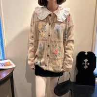 Vintage floral design brown cardigan