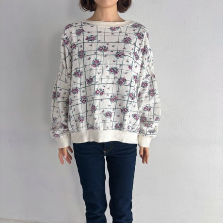 Vintage rose check pattern sweat