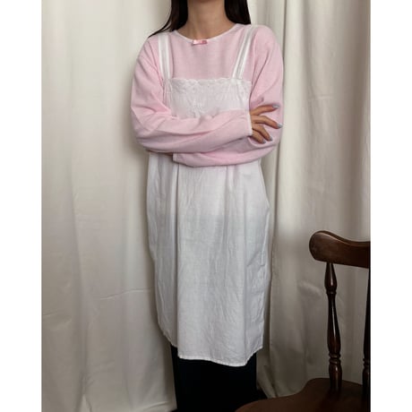 Vintage baby pink ribbon thermal tops