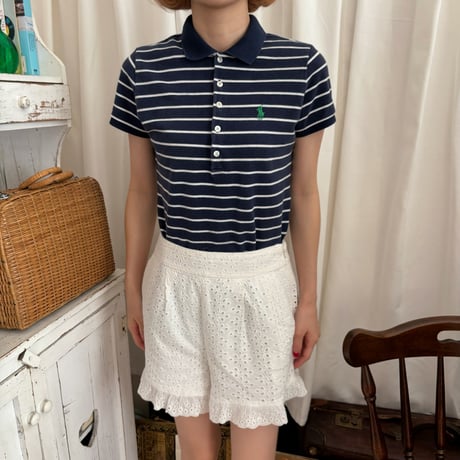 Used Polo shirt【navy×stripe】