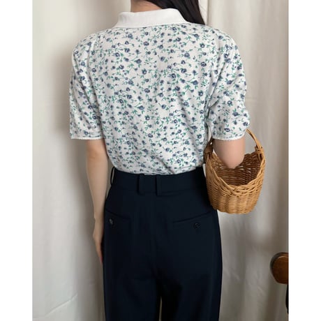 Vintage floral pattern polo shirt