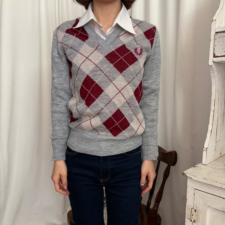 Vintage Fred perry argyle ckeck knit