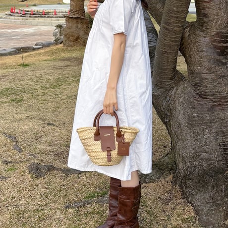 Vintage monogram embroidery cotton dress