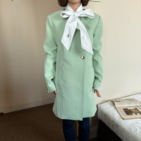 Vintage mint collarless spring coat