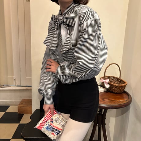 Vintage stripe bowtie blouse