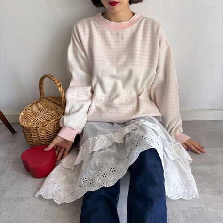 Vintage baby pink stripe sweat